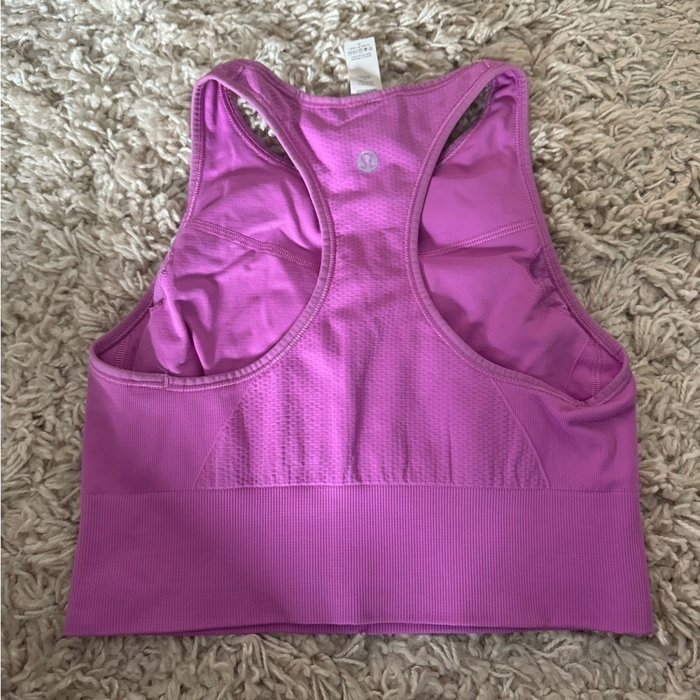 Lululemon- Fuscia Purple High Neck Cropped Workout Tank Sports Bra - Picture 4 of 4